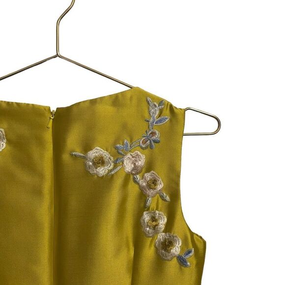 ESME VIE Silk Blend Yellow Gold Sleeveless Embroidered Dress Size 8 - Picture 8 of 10